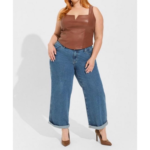 🆕 Brown Faux Leather Cropped Tank Top 1 1X 14 16 NWT Torrid New! - Picture 2 of 5